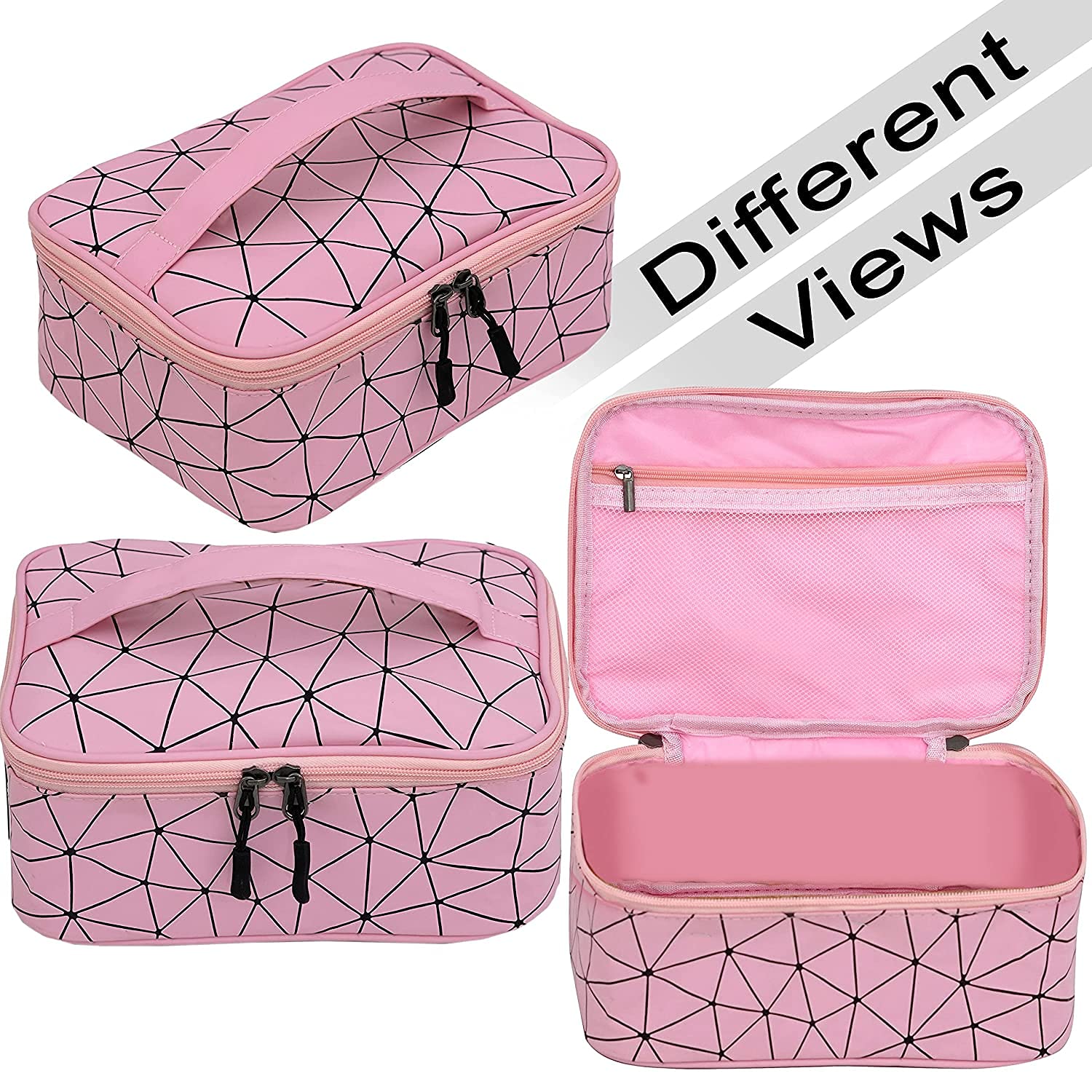 Fastunbox Pink Diamond Makeup Organizer Bag for Travel & Storage