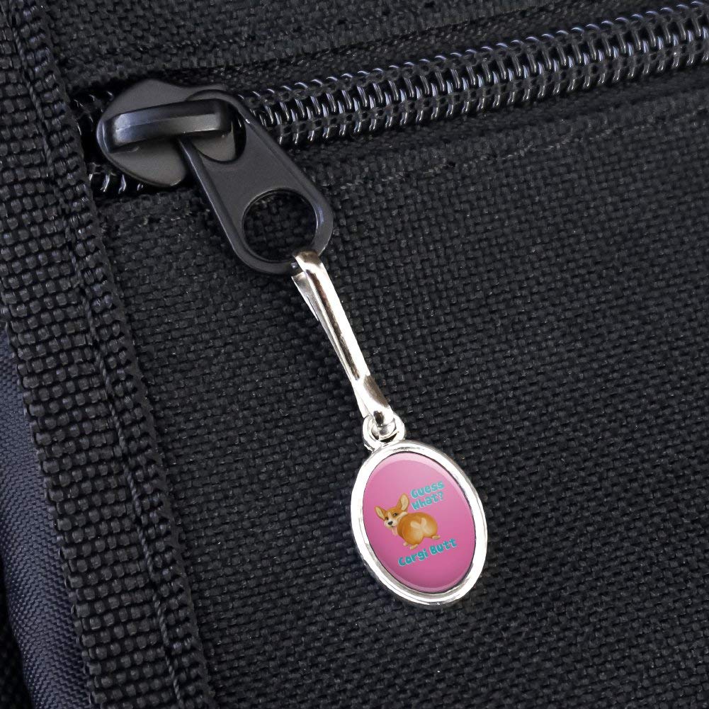 Funny Corgi Butt Oval Charm - Cute Dog Zipper Pull for Backpack, Purse & Suitcase | Novelty Fashion Accessory & Gift for Dog Lovers | Perfect for Travel, School & Everyday Use