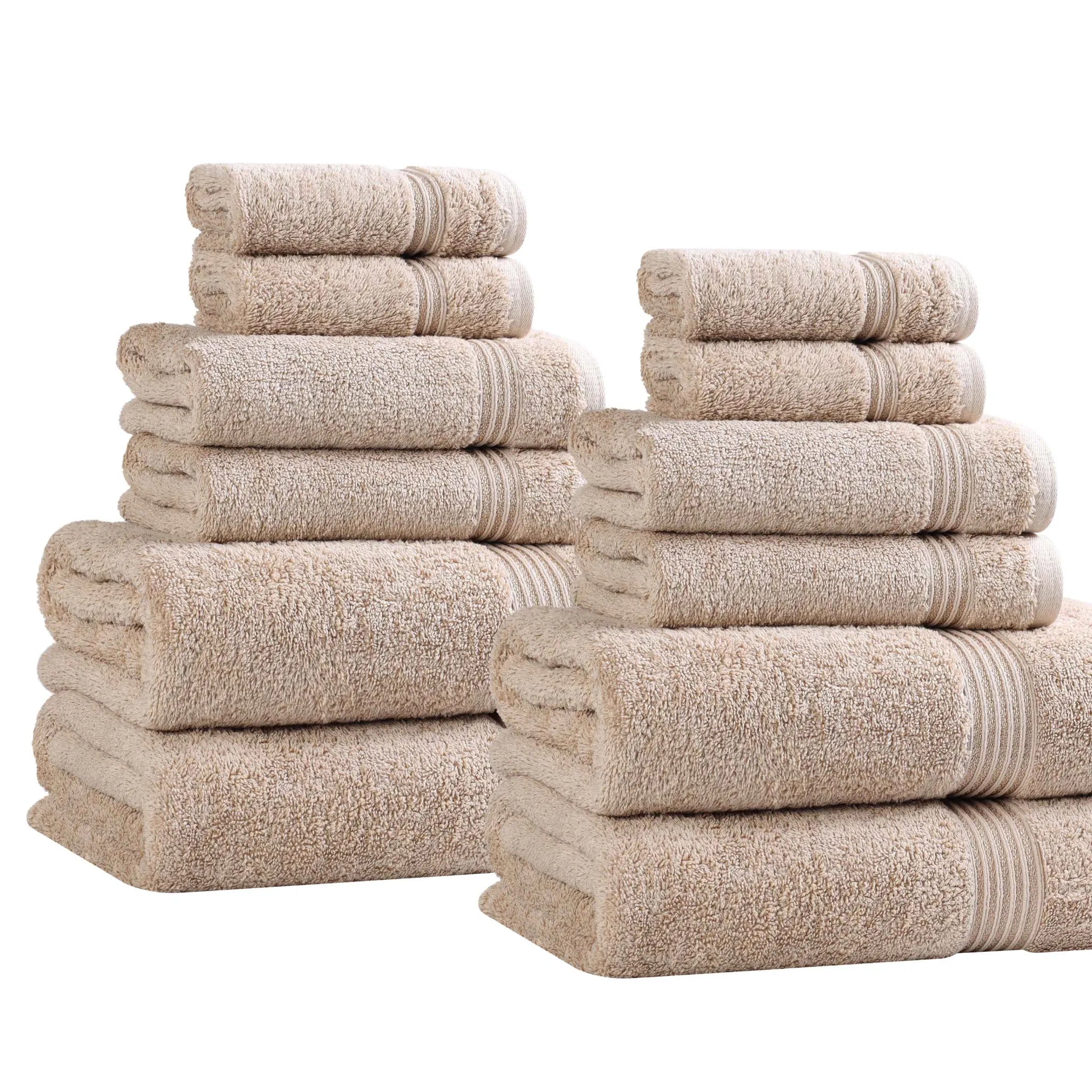 Premium 12-Piece Egyptian Cotton Towel Set - Ultra Soft, Highly Absorbent Bath & Beach Towels for Luxury Spa, Hotel, and Home Use