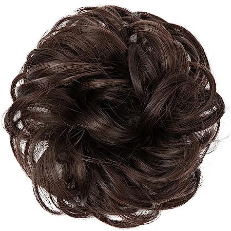 BLUSHIA 1PCS Messy Bun Hair Extension with Elastic Band - Synthetic Hair Scrunchies for Women & Girls (Brown) - Perfect for Quick Hairstyles, Parties, and Everyday Wear