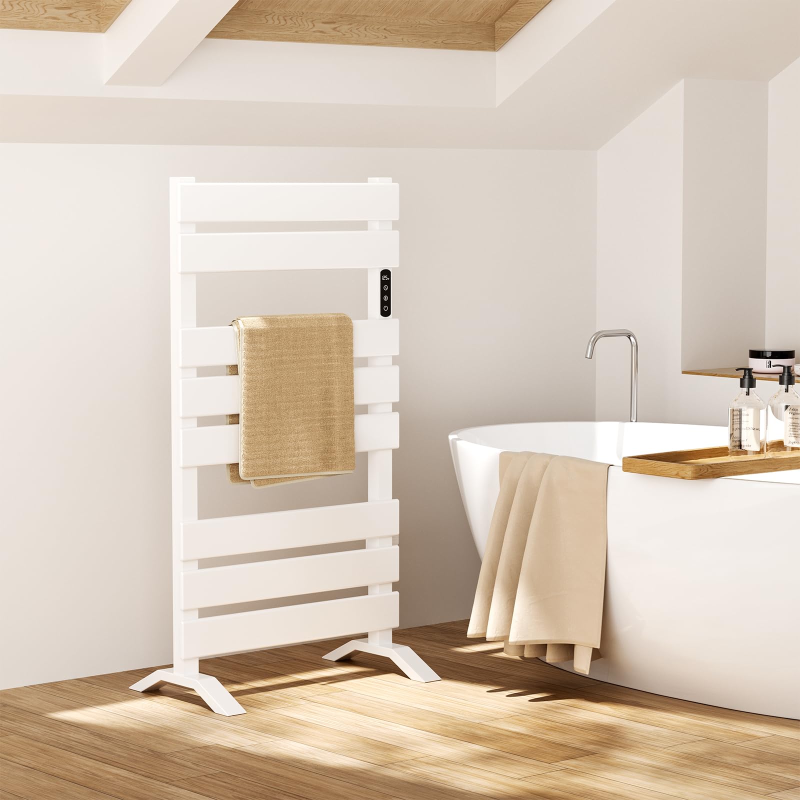 Electric Towel Warmer Rack - 8 Bars Freestanding Heated Towel Rack for Bathroom with WiFi, Timer & LED Indicator - Perfect for Spa, Luxury Hotels & Cozy Home Bathrooms