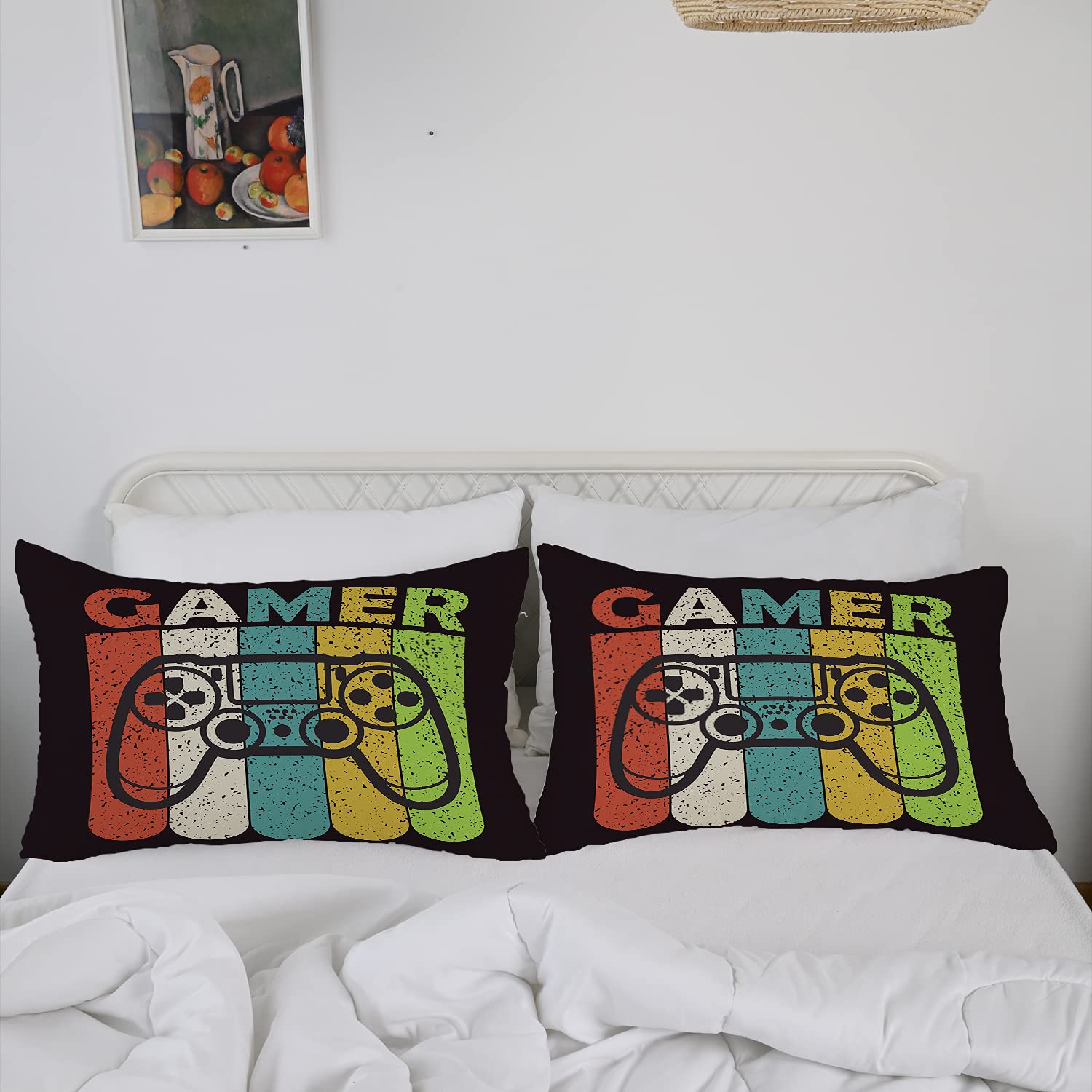 Ailonen Queen Size 3-Piece Gamer Comforter Set for Teen Boys - 1 Comforter & 2 Pillowcases - Video Game Themed Bedspread with Gamepad Design - Perfect for Gaming Rooms, Dorm Rooms & Teen Bedrooms