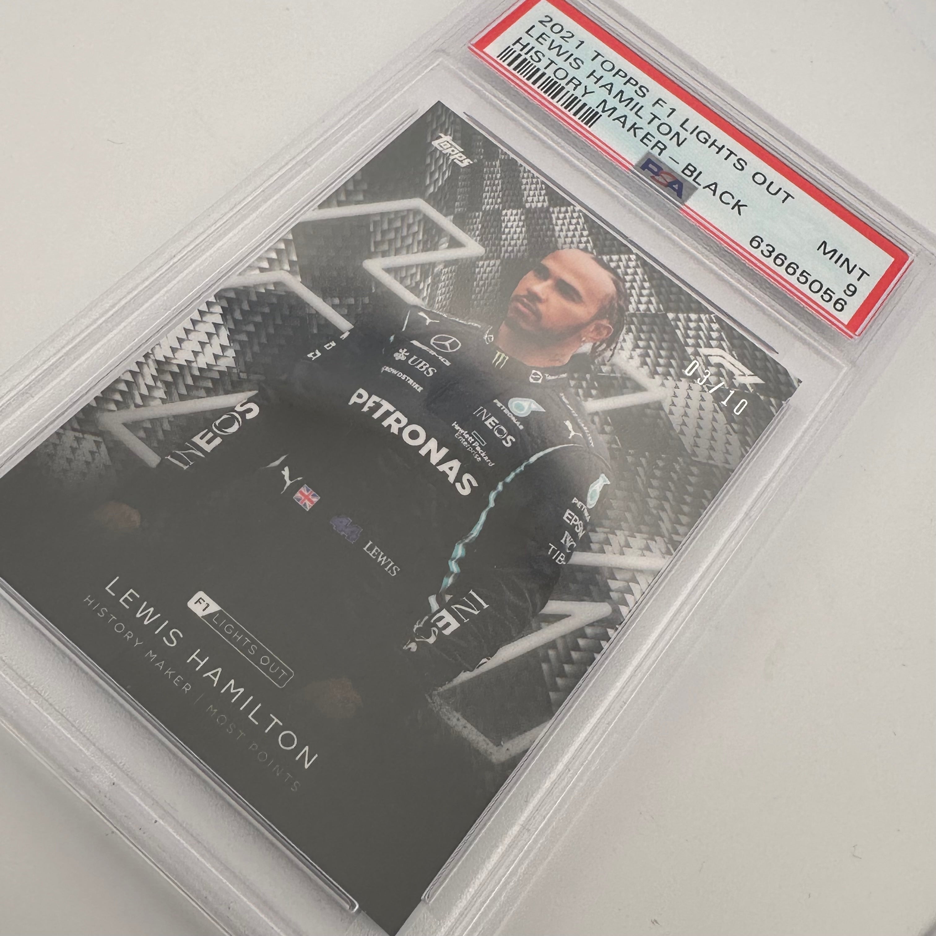 PSA 9 Graded 2003/10 Lewis Hamilton History Maker Black Parallel Trading Card - Perfect for F1 Collectors, Sports Memorabilia Displays & Investment Portfolios