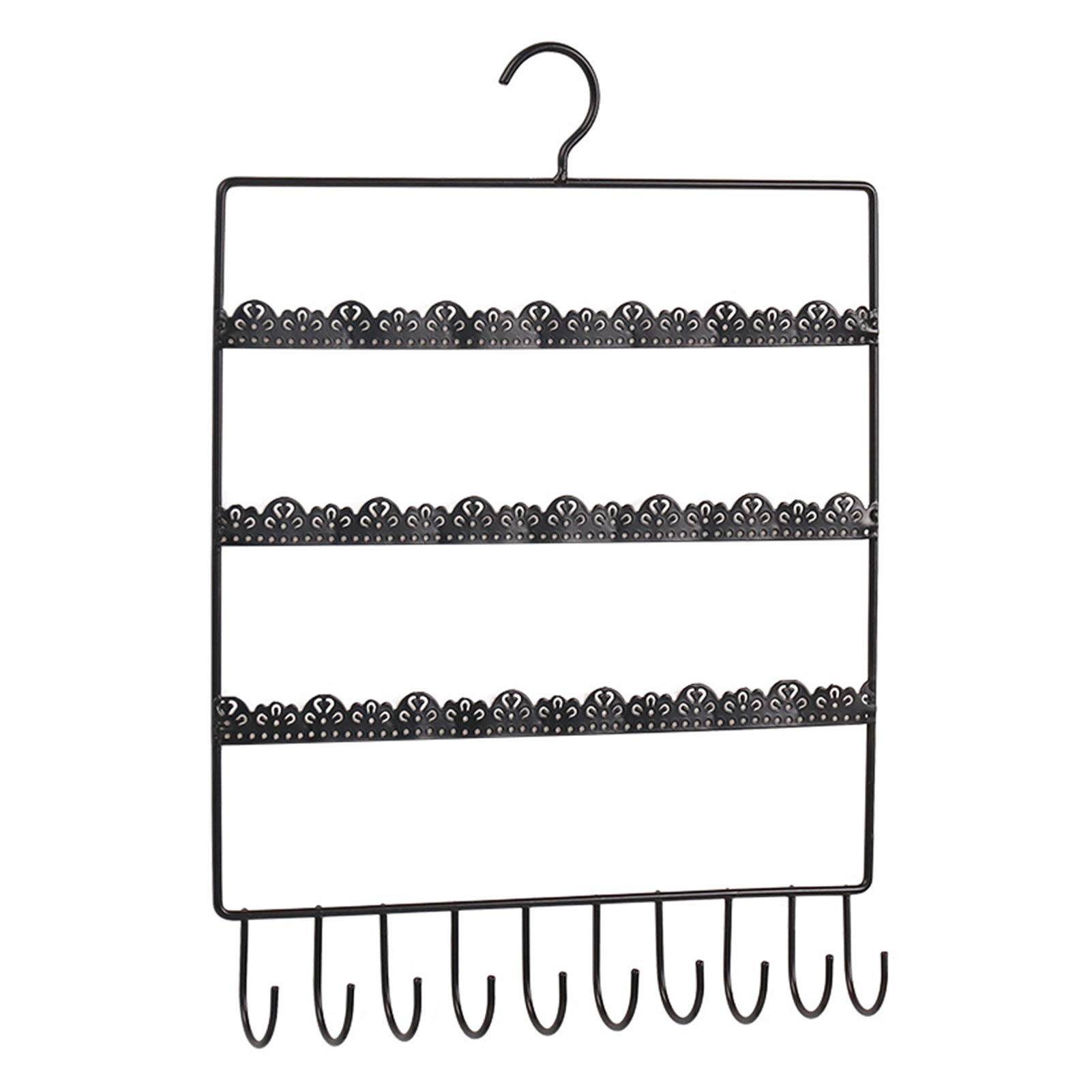 3-Tier Wrought Iron Jewelry Organizer Stand - Necklace, Earring, Bracelet & Ring Holder Display for Dresser | Perfect for Bedroom Vanity, Closet Storage & Travel Jewelry Organization