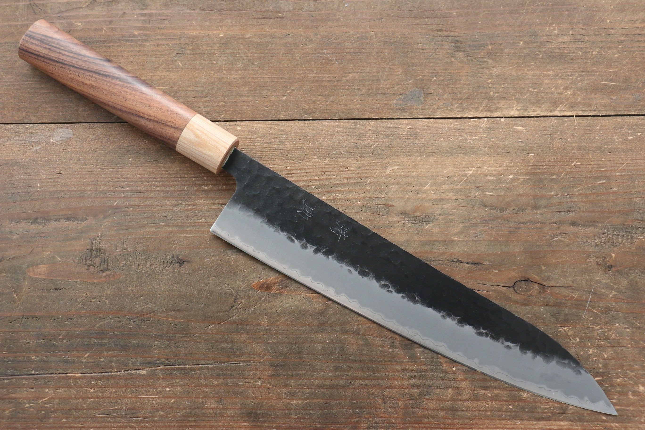 Premium Seisuke Kokubyaku Blue Super Hammered Gyuto 240mm Japanese Chef Knife with Morado Handle - Perfect for Sushi, Meat Slicing & Professional Kitchen Use
