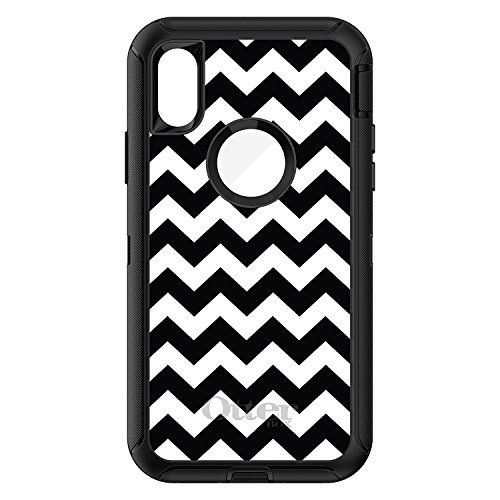 Black & White Chevron Stripes On Black Case