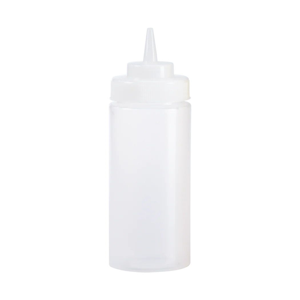 Browne 24 Oz Wide Mouth Squeeze Bottle - Clear Plastic Condiment Dispenser for Sauces, Dressings & Oils - Perfect for Kitchen, Restaurant & BBQ Use