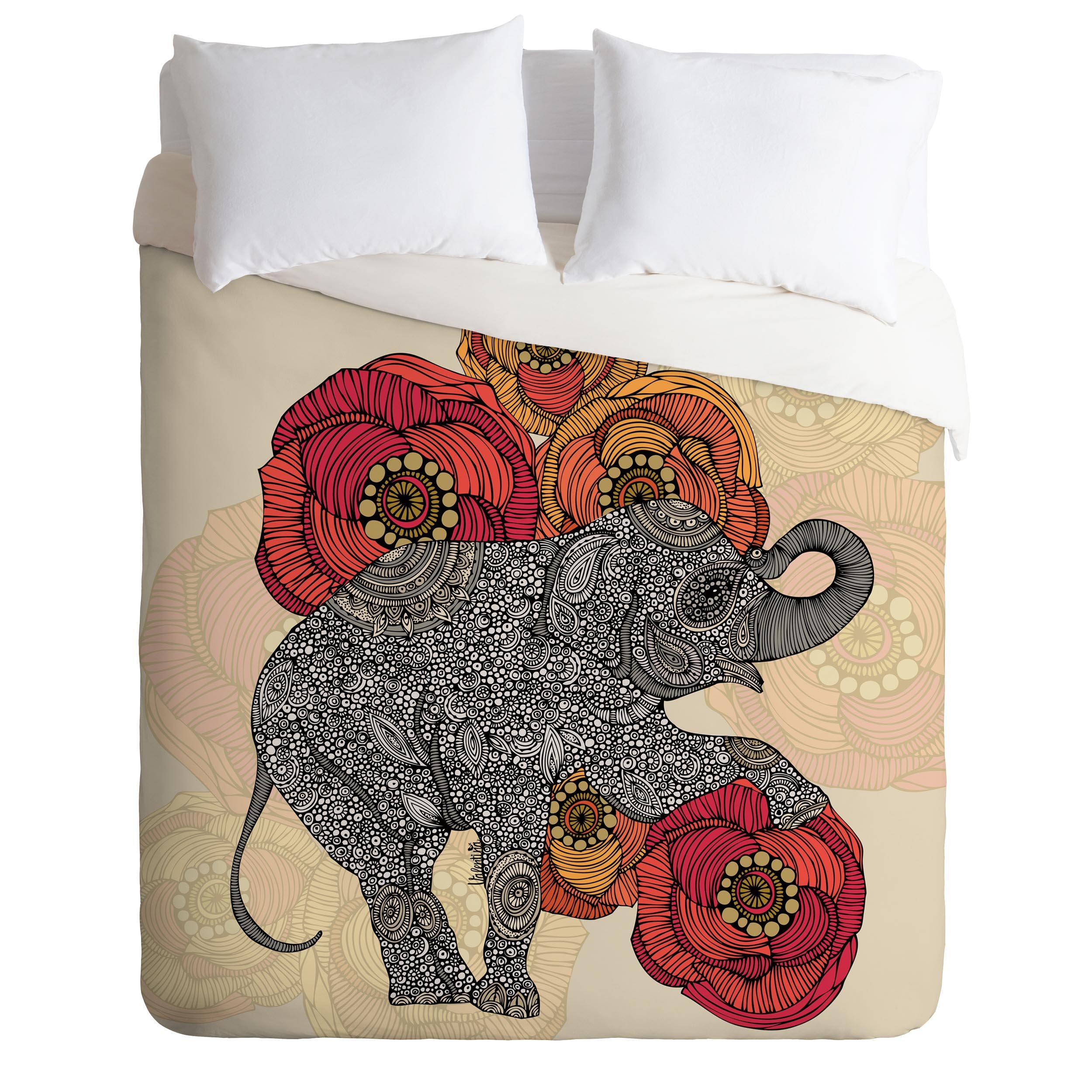 Deny Designs Valentina Ramos Rosebud Duvet Cover Queen Size - Floral Bohemian Bedding Set for Master Bedroom & Guest Room Decor