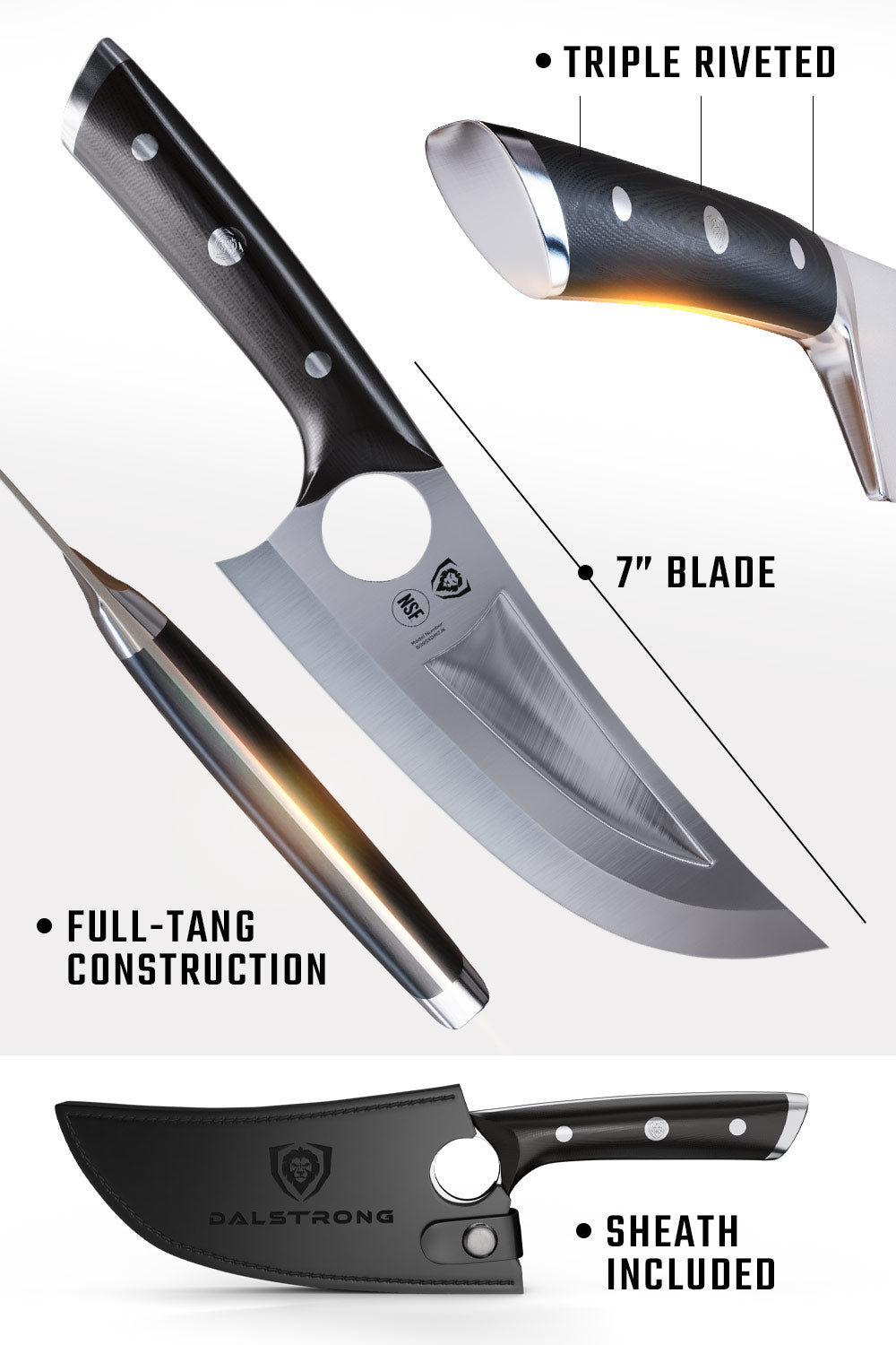 Dalstrong Venator Gladiator Series R 7-Inch Chef & Utility Knife - NSF Certified Professional Kitchen Knife for Slicing, Dicing & Food Prep
