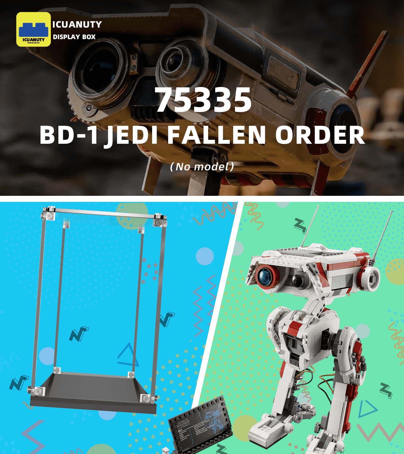 LEGO Star Wars BD-1 75335 Display Case - Clear Acrylic Showcase for Collectible Model - Perfect for Home, Office & Gift Giving