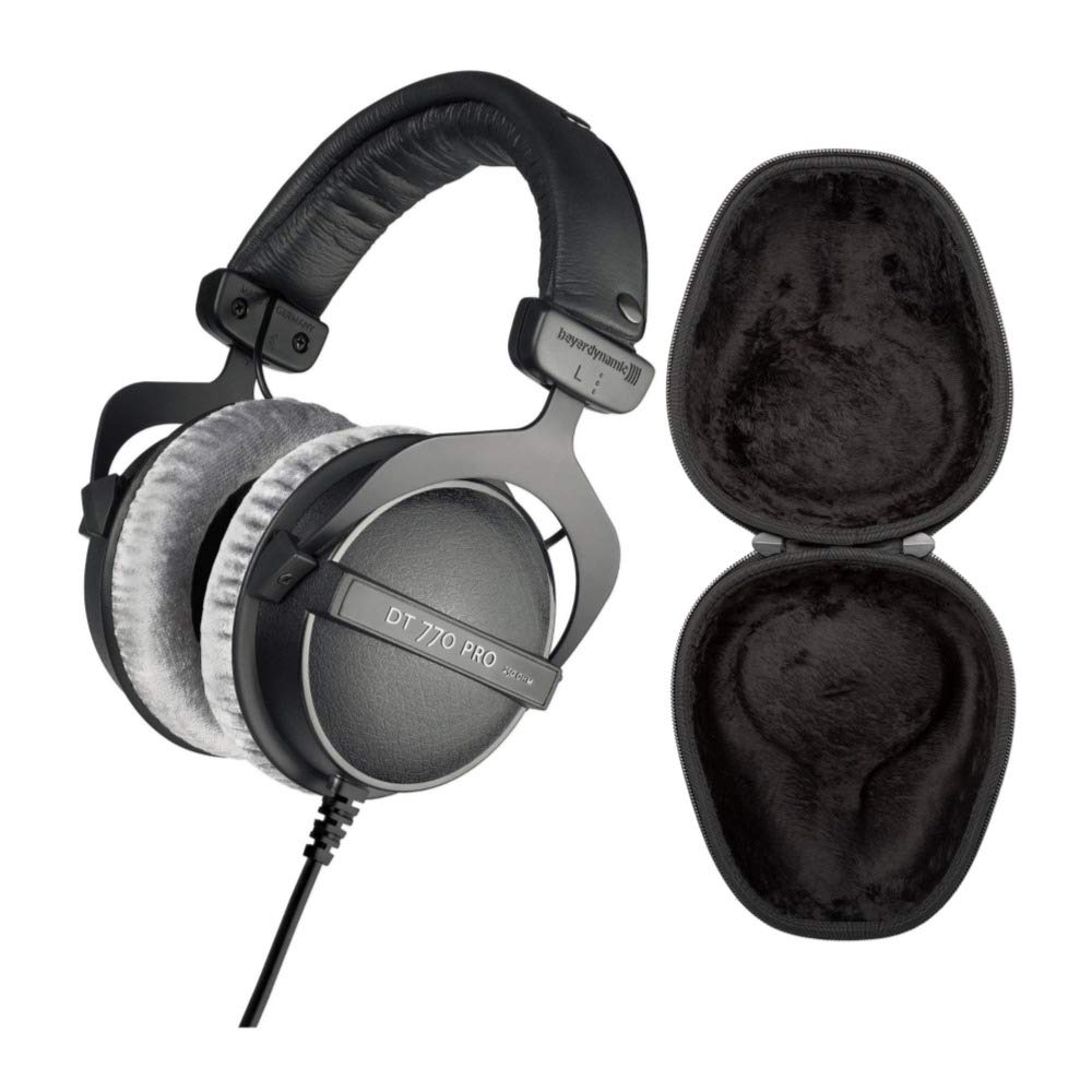 Beyerdynamic DT 770 PRO 80 Ohm Professional Studio Headphones (Black) with Hard Shell Carrying Case - Perfect for Music Production, Podcasting & Home Recording Studios