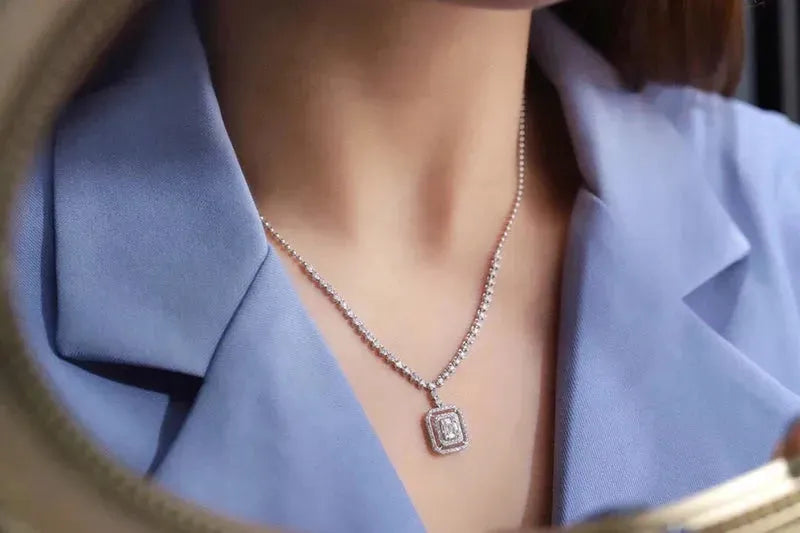 18K White Gold Diamond Necklace for Women - 1.2 Carat Natural Diamond Pendant, Luxury Shiny Party Jewelry, Perfect for Weddings, Anniversaries & Special Occasions