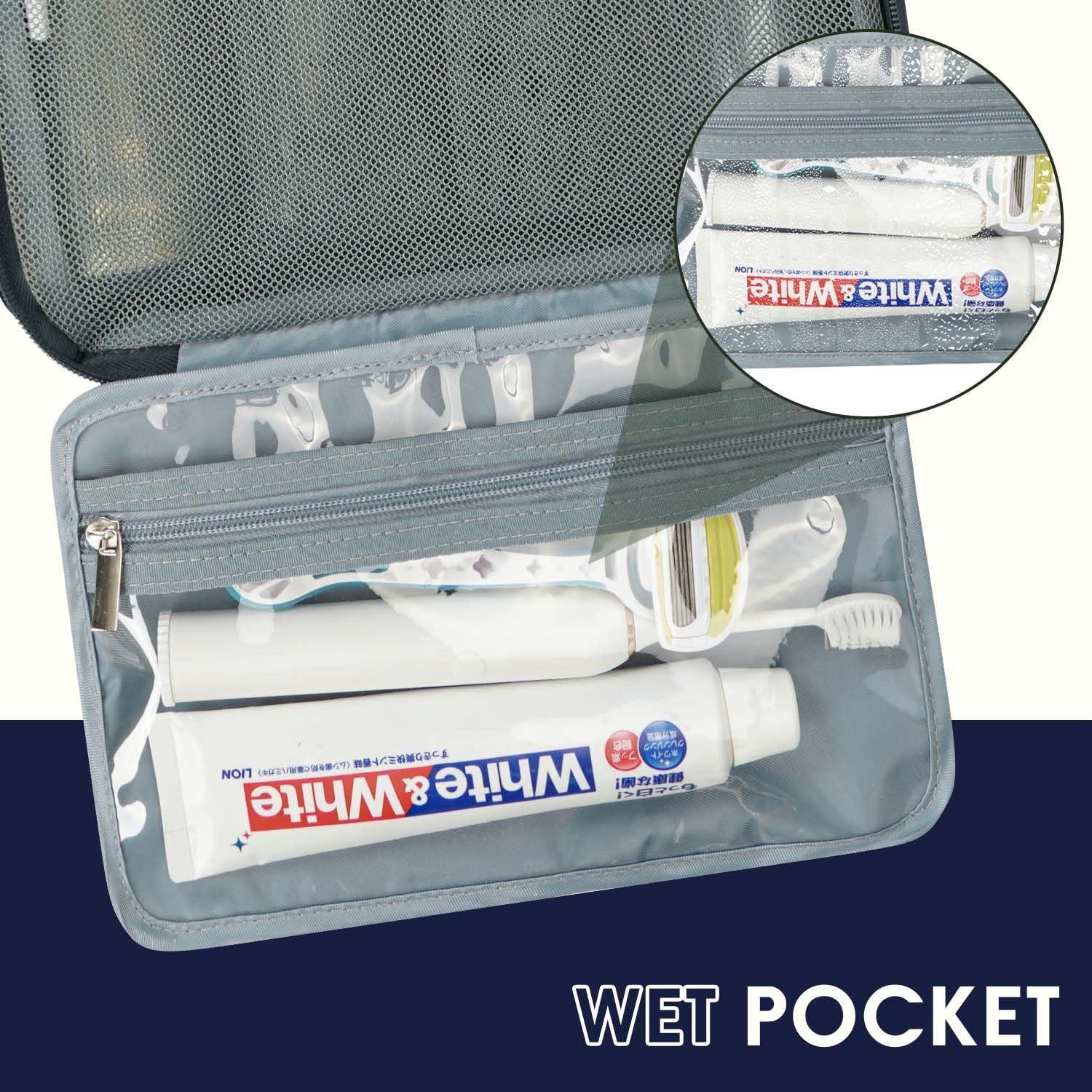 Premium Travel Toiletry Bag for Men & Women - Waterproof Dopp Kit with 4 Compartments, Hanging Hook & Travel Organizer (Navy Blue) - Ideal for Camping, Gym, Business Trips & Vacation Essentials Storage