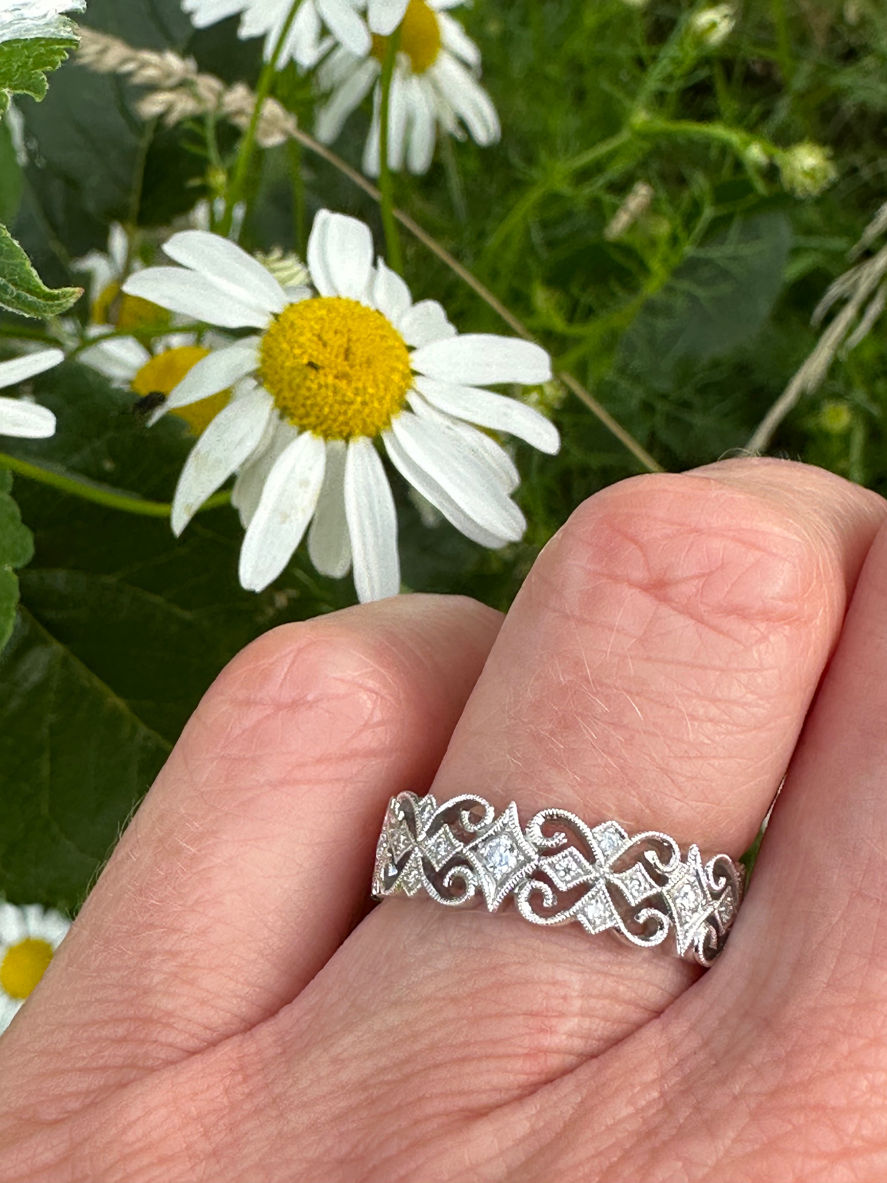 18ct White Gold Diamond Ring by Ungar & Ungar - Elegant Wedding, Engagement & Anniversary Jewelry Gift for Women