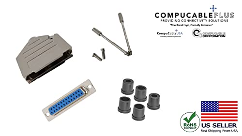 Premium DB25 Female Solder Kit - Full Profile Metal Hood (No Ear) for Reliable Connections | Ideal for Industrial Equipment, Networking & Electronics Repair