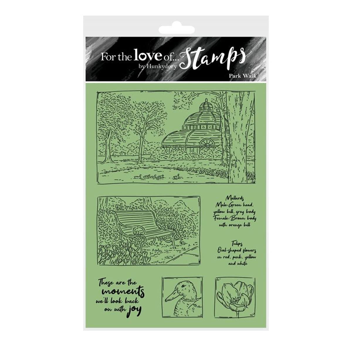 The Love of Stamps - Park Walk A6 Stamp Set for Card Making, Scrapbooking & DIY Crafts | Premium Rubber Stamps for Handmade Greeting Cards and Journaling