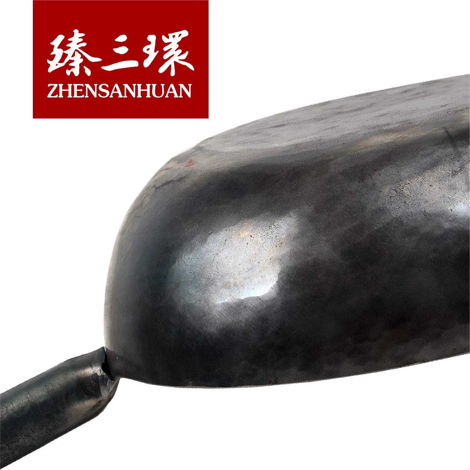 ZhenSanHuan Authentic Chinese Hand-Hammered Iron Wok - 28cm Non-Stick Carbon Steel Stir Fry Pan - No Chemical Coating - Induction Compatible - Traditional Chinese Cooking Wok - Perfect for Stir-Frying, Deep Frying & Asian Cuisine