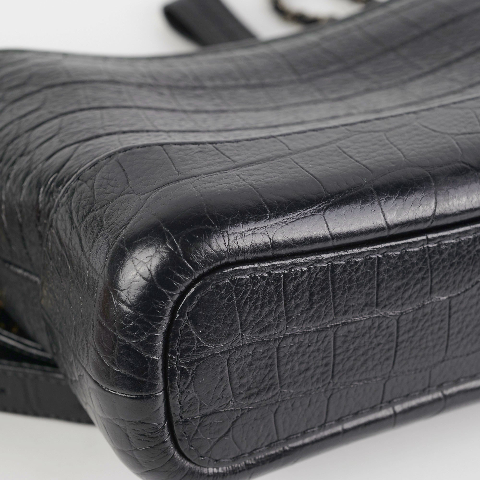 Chanel Small Gabrielle Black Crocodile Embossed Leather Shoulder Bag - Luxury Handbag for Women, Perfect for Evening Parties & Special Occasions