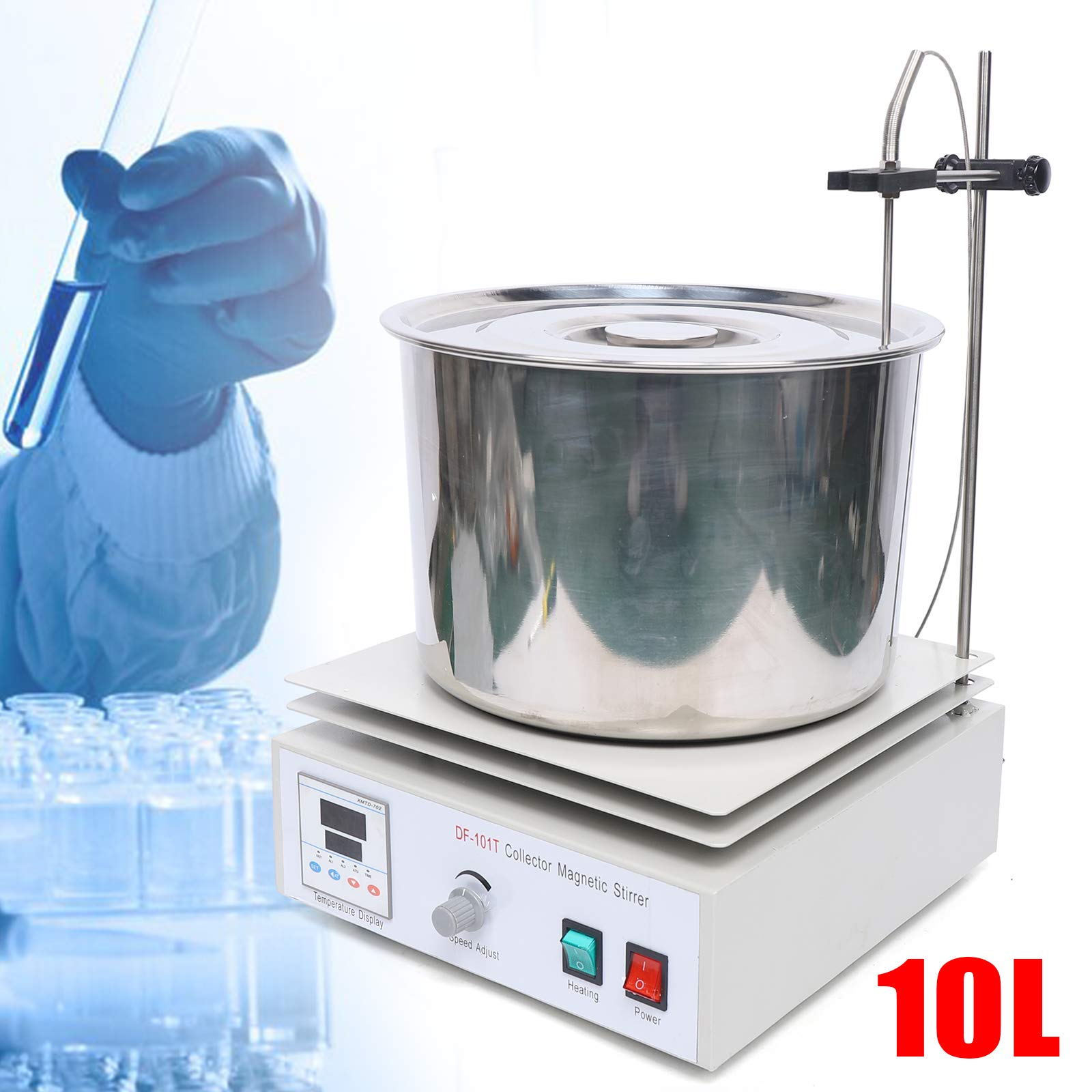 10L Digital Thermostatic Magnetic Stirrer with Heating Plate - 0-1400RPM Lab Mixer for Water & Oil Bath (Up to 400°C) - Perfect for Chemistry Experiments, Research Labs & Industrial Applications