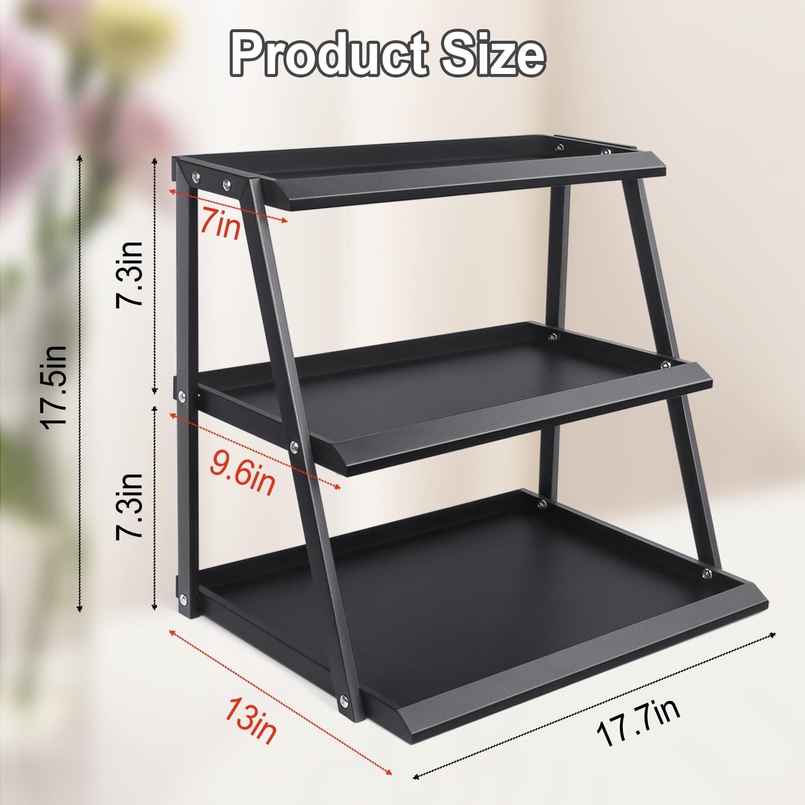 3-Tier Metal Snack Organizer - Countertop Candy Display Rack for Pantry, Office, Store & Bedroom - Black Snack Holder for Chips, Cakes & Cotton Candy - Perfect for Retail Display & Home Organization