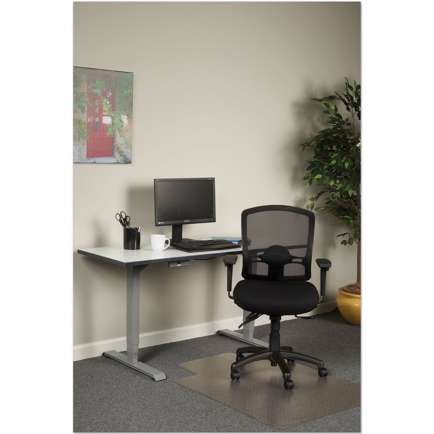Alera Etros Series Mesh Mid Back Petite Multifunctional Office Chair - 275 lb Weight Capacity, Adjustable Seat Height 17.16