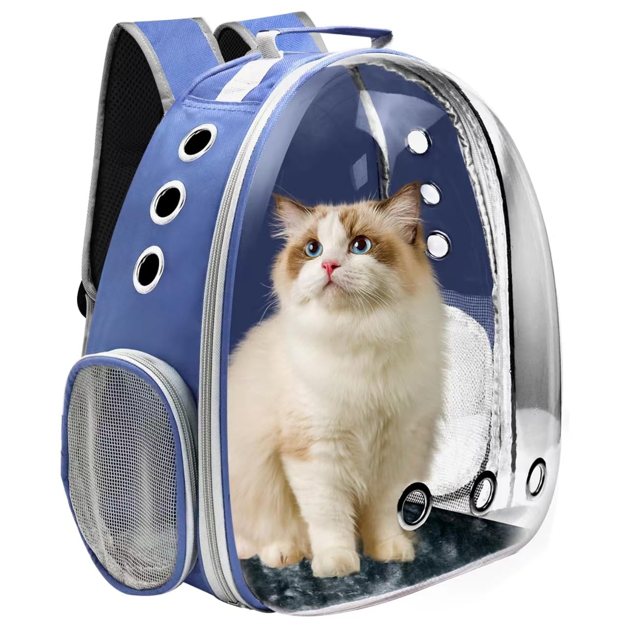 Ventilated Cat Backpack Carrier - Airline Approved Pet Travel Backpack for Small Dogs & Cats | Perfect for Hiking, Camping, Outdoor Adventures & Daily Commutes (Blue)