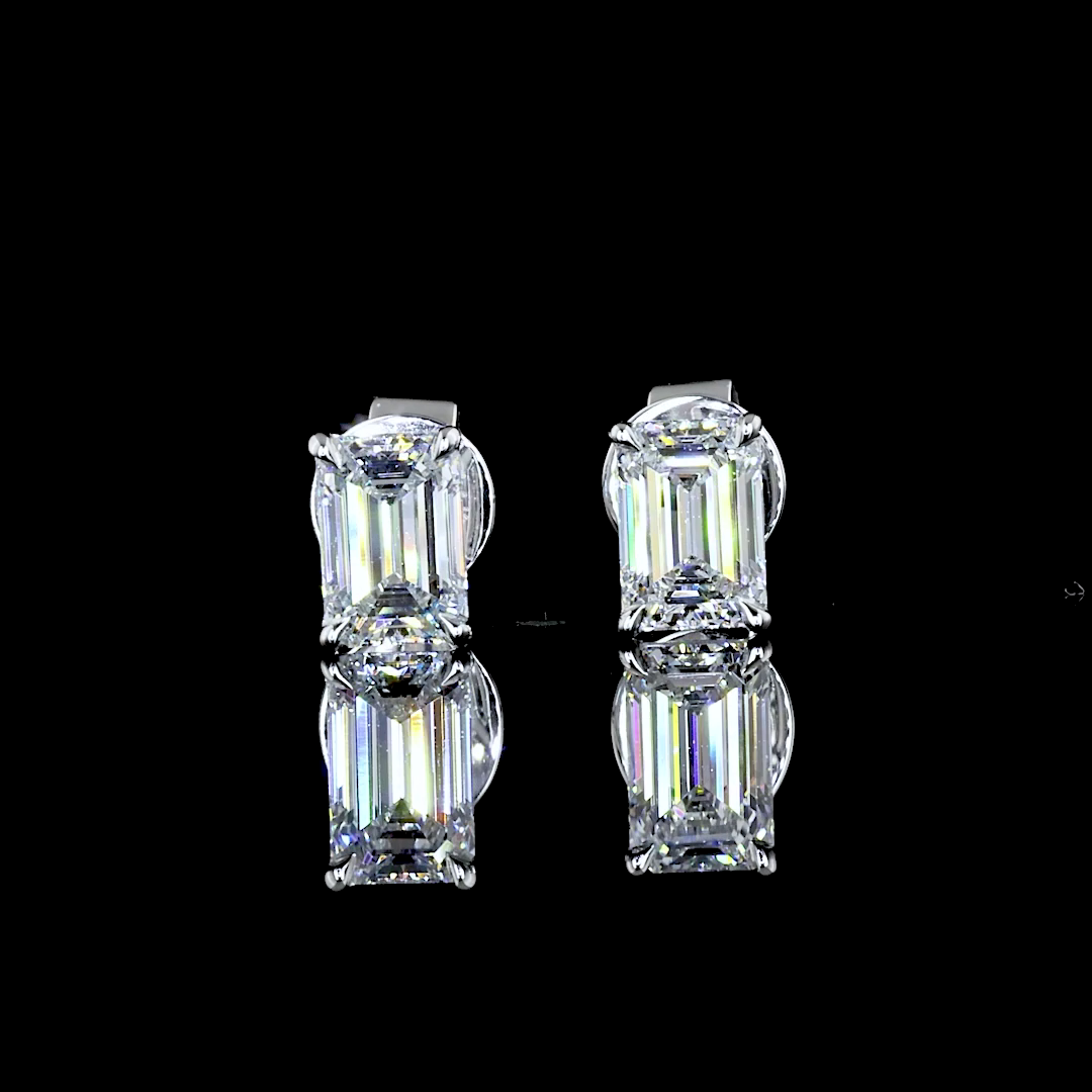 1.06 Carat Lab Grown Emerald & Diamond Stud Earrings in 14K White Gold | F VVS2 | Elegant Jewelry for Women | Perfect for Weddings, Anniversaries & Special Occasions