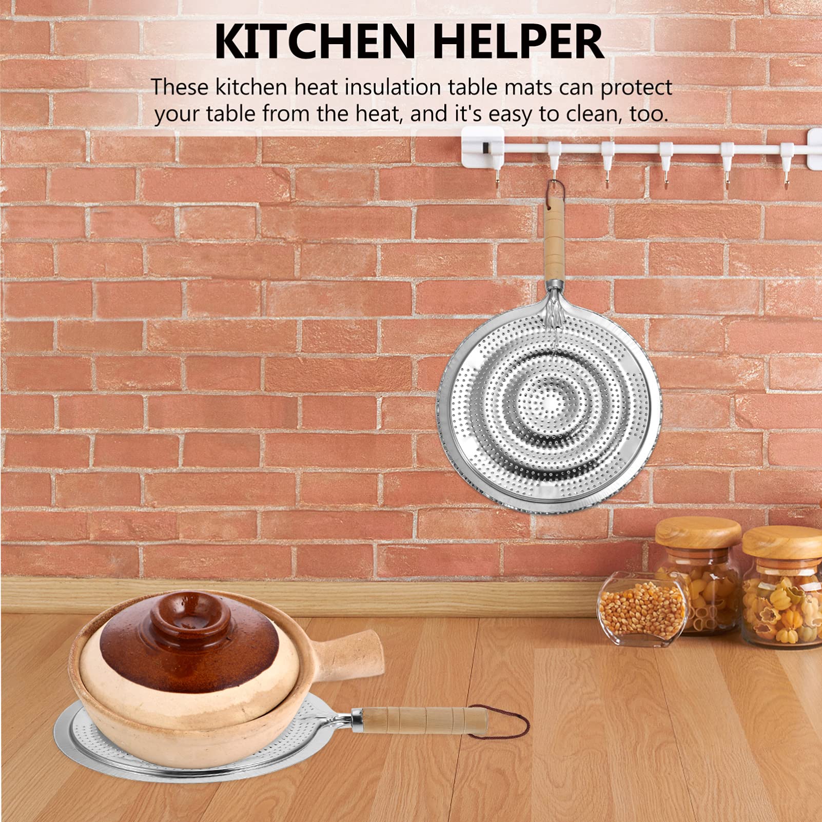 2Pcs Iron Heat Diffuser Plate for Gas Stove - Flame Reducer & Protector with Wooden Handle - Perfect for Even Cooking, Simmering, and Preventing Burn Marks on Pots & Pans