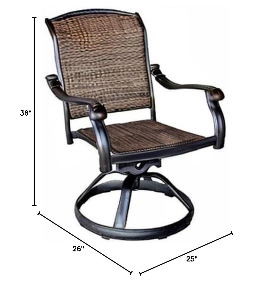 Patio Outdoor Swivel Rocker Dining Chairs Set of 4 - Heavy Duty Cast Aluminum Furniture in Dark Bronze - Perfect for Backyard, Garden, Poolside & Outdoor Entertaining