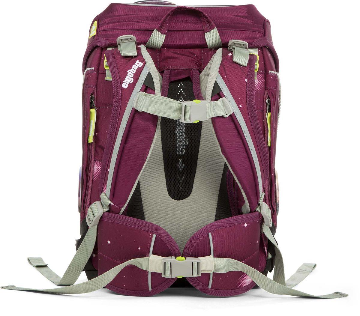 Ergobag SET Cubo 5-Piece School Backpack - Purple Galaxy Edition for Kids | Lightweight Comfortable Bookbag for Elementary Students | Perfect for School, Travel & Outdoor Adventures