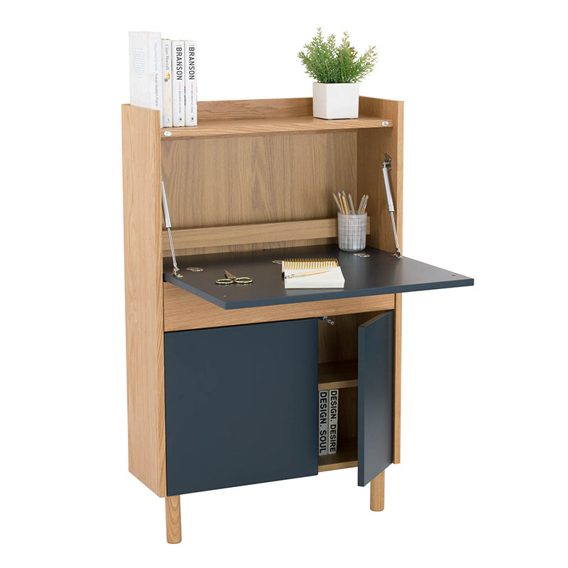 BARTON Study Desk 71cm Height - Blue & Natural Wooden Computer Desk for Home Office, Dorm Room, and Small Spaces
