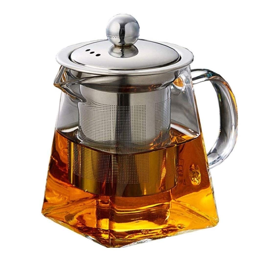 Premium Borosilicate Glass Pyramid Tea Pot with Removable Infuser & Lid - 720ml Heat-Resistant Teapot for Loose Leaf Tea | Perfect for Green Tea, Herbal Tea & Iced Tea | Ideal for 4 Cups | Elegant Home & Office Tea Brewing Accessory