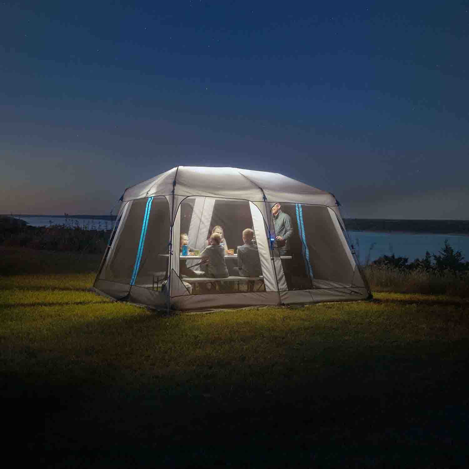 12'x10' Instant Pop Up Canopy Tent with LED Lights - Portable Folding Screen Shelter for Camping, Backyard Parties, BBQ, Tailgating & Outdoor Events | Waterproof Sun Shade for Patio, Picnic & Family Gatherings