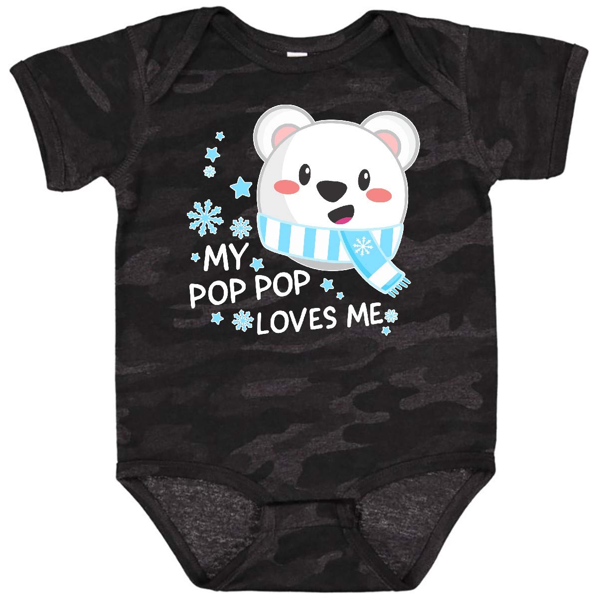 Inktastic My Pop Pop Loves Me Polar Bear Baby Bodysuit - Cute Infant Onesie for Grandparents Day, Christmas & Family Photos - Soft Cotton Unisex Baby Gift for Newborns & Toddlers