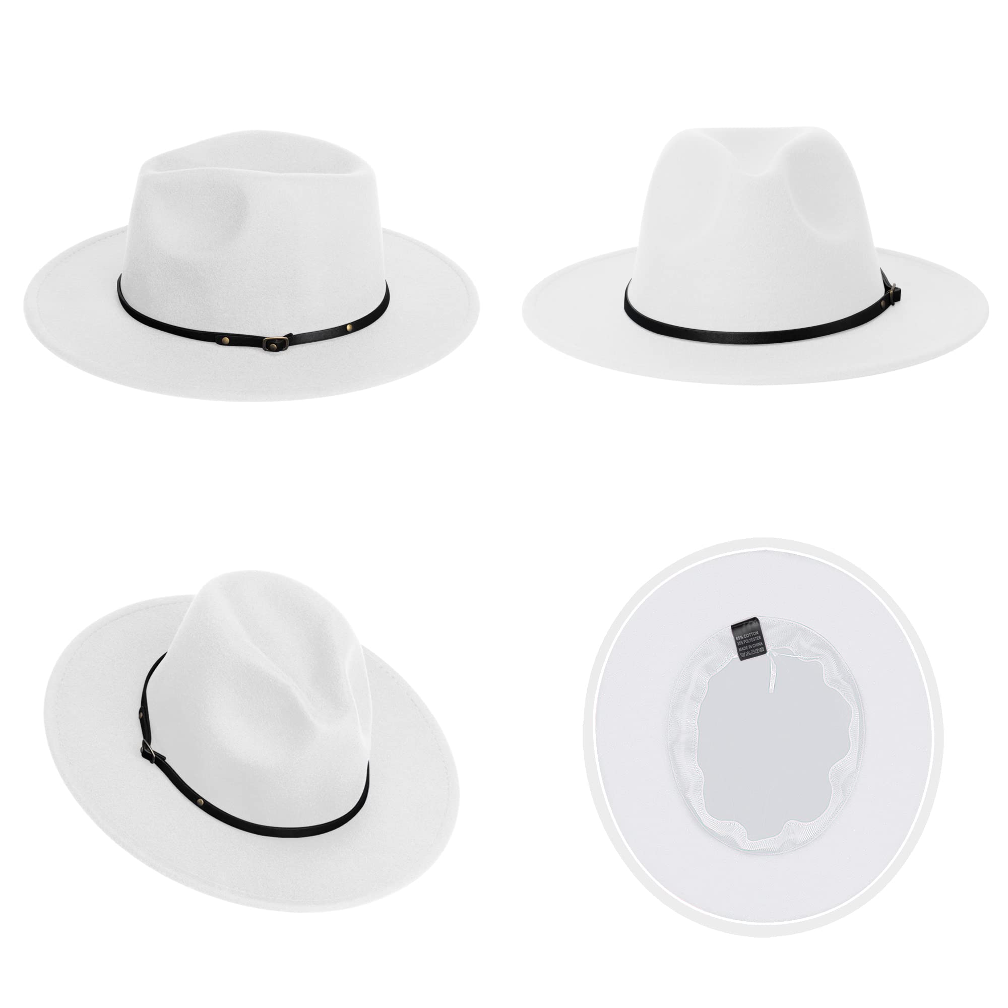 Stylish SAJUZEN Wide Brim Fedora Hat for Women & Men - Premium Felt Hat with Decorative Belt Buckle - Perfect for Outdoor Events, Weddings, and Fashion Accessories