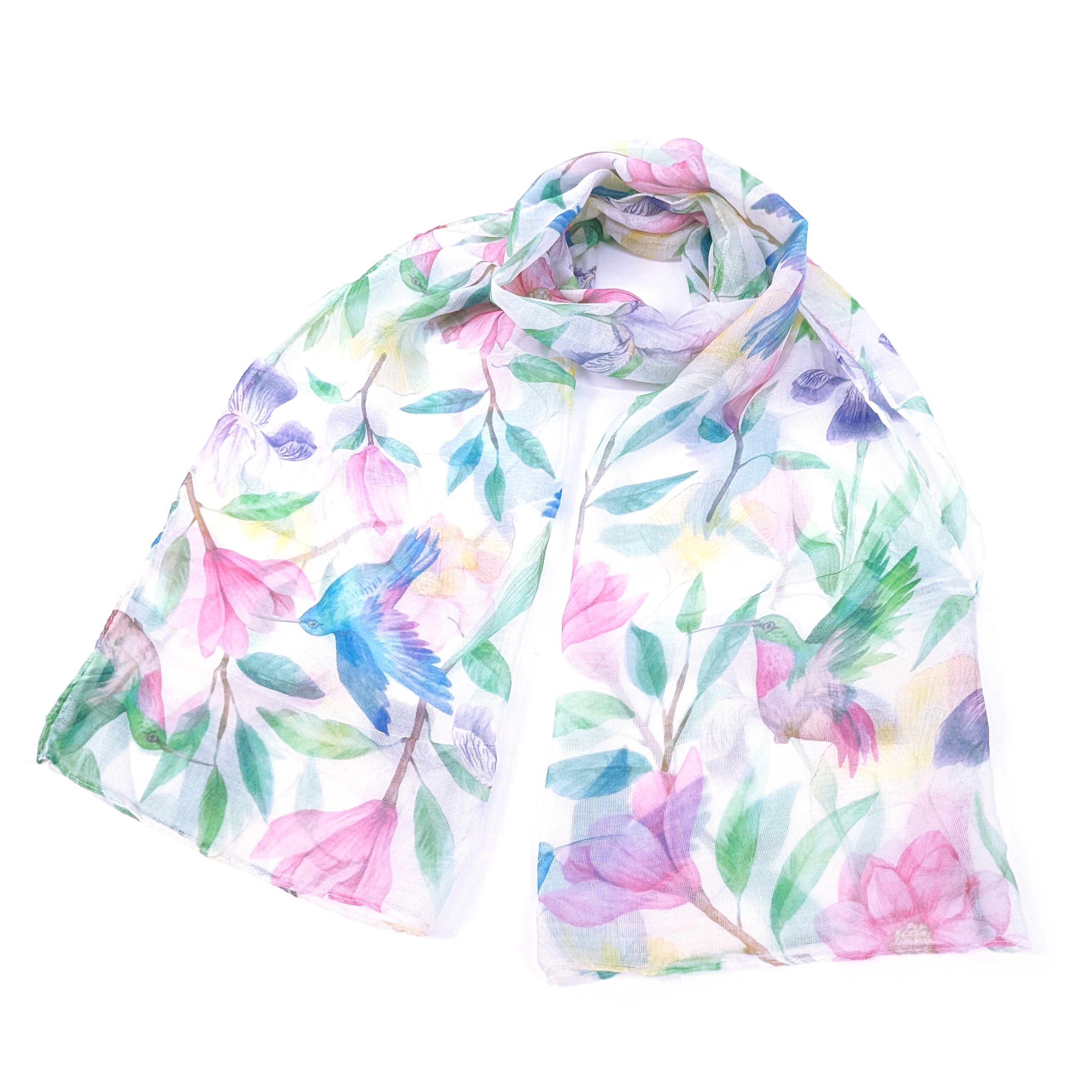 Stylish Tropical Hummingbird Scarf (50x180cm) - Lightweight Fashion Accessory for Women, Perfect for Spring Outfits, Beach Cover-ups and Boho Chic Looks