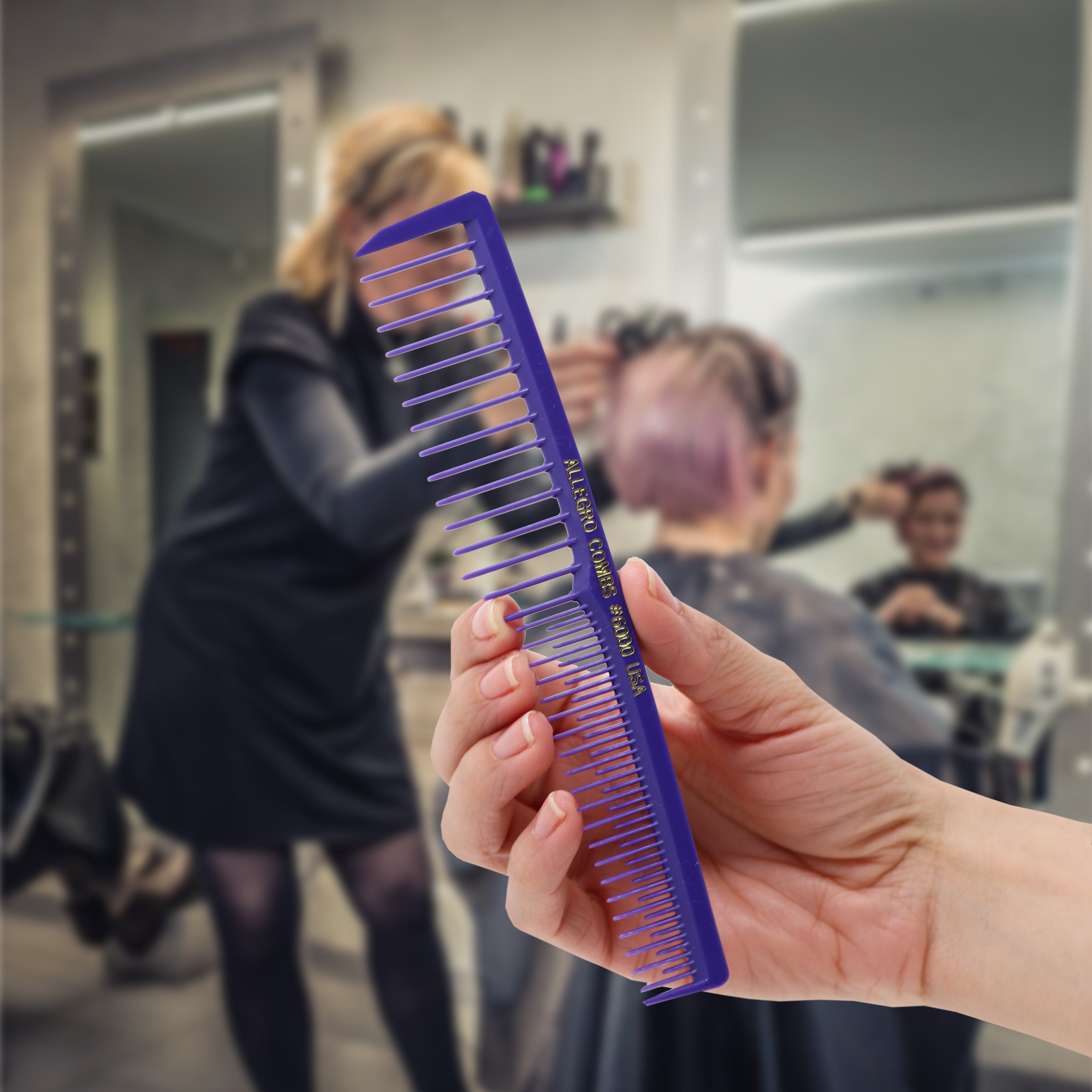 Allegro Combs #6000 Wide Tooth Teasing Vented Hair Comb - 12 Pack for Styling, Detangling & Volumizing - Perfect for Salons, Home Use & Travel