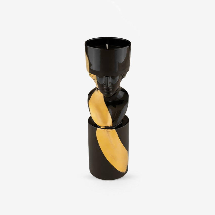Ginori 1735 LCDC Gold Il Letterato Candle Holder - Elegant Home Decor for Dining Table, Wedding Centerpiece & Luxury Gift