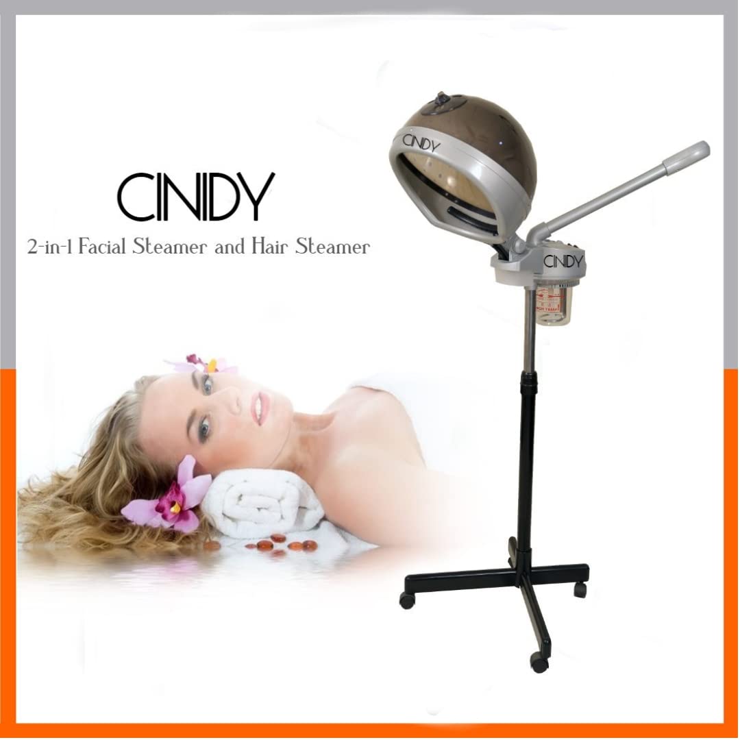 CINIDY 2-in-1 Facial Steamer & Hair Steamer with Hot Mist - Professional Skin Care & Moisturizing Device for SPA, Salon & Home Use | Black+ | Perfect for Hydration & Relaxation Therapy