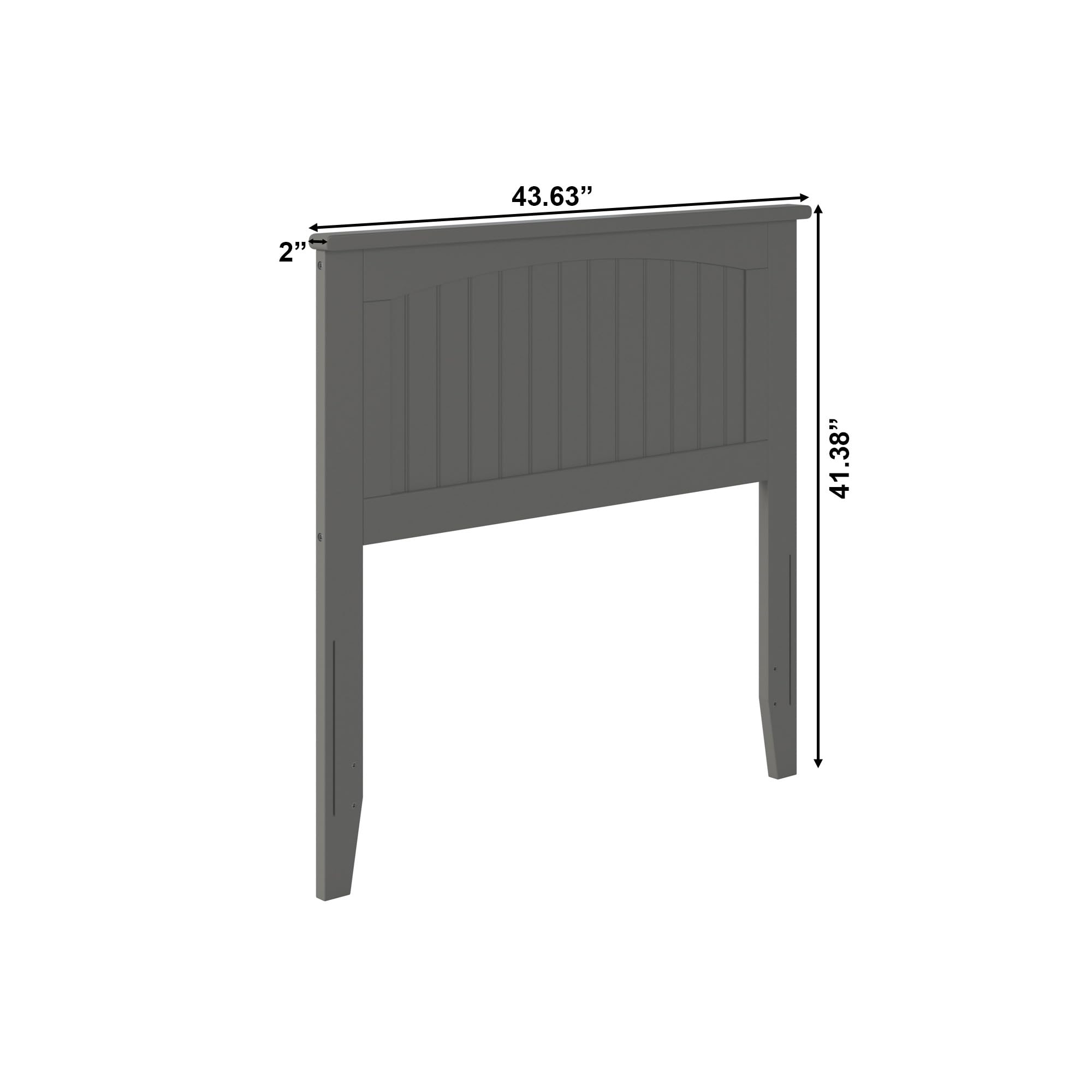 AFI Nantucket Twin Solid Wood Panel Headboard with USB Charging Ports - Grey Wooden Bed Frame Headboard for Bedroom, Guest Room & Dorm Decor