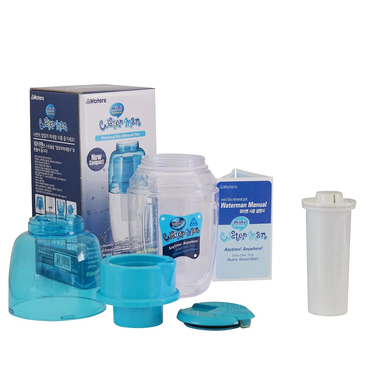 Mini Waterman Water Filter Bottle 600ml - Portable Purifier for Hiking, Travel & Outdoor Activities - BPA Free Blue Water Bottle