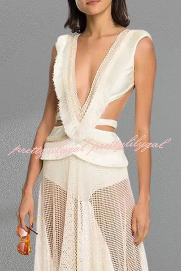 Sexy Deep V Hollow Backless Strappy One Piece Bikini Swimsuit - Women's Summer Beachwear for Pool Party & Vacation