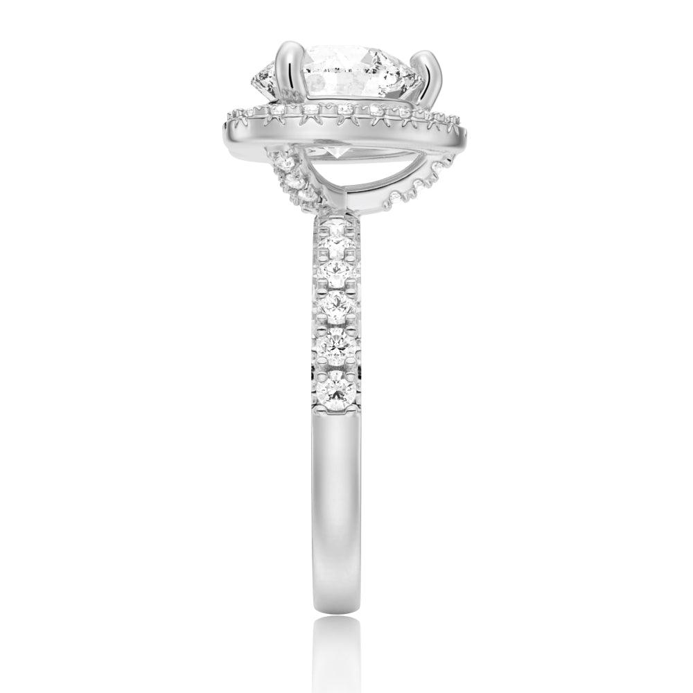 Exquisite 1 Carat Moissanite Halo Engagement Ring for Women - 925 Sterling Silver Wedding Band with Sparkling Side Stones | Perfect Proposal Gift & Anniversary Jewelry