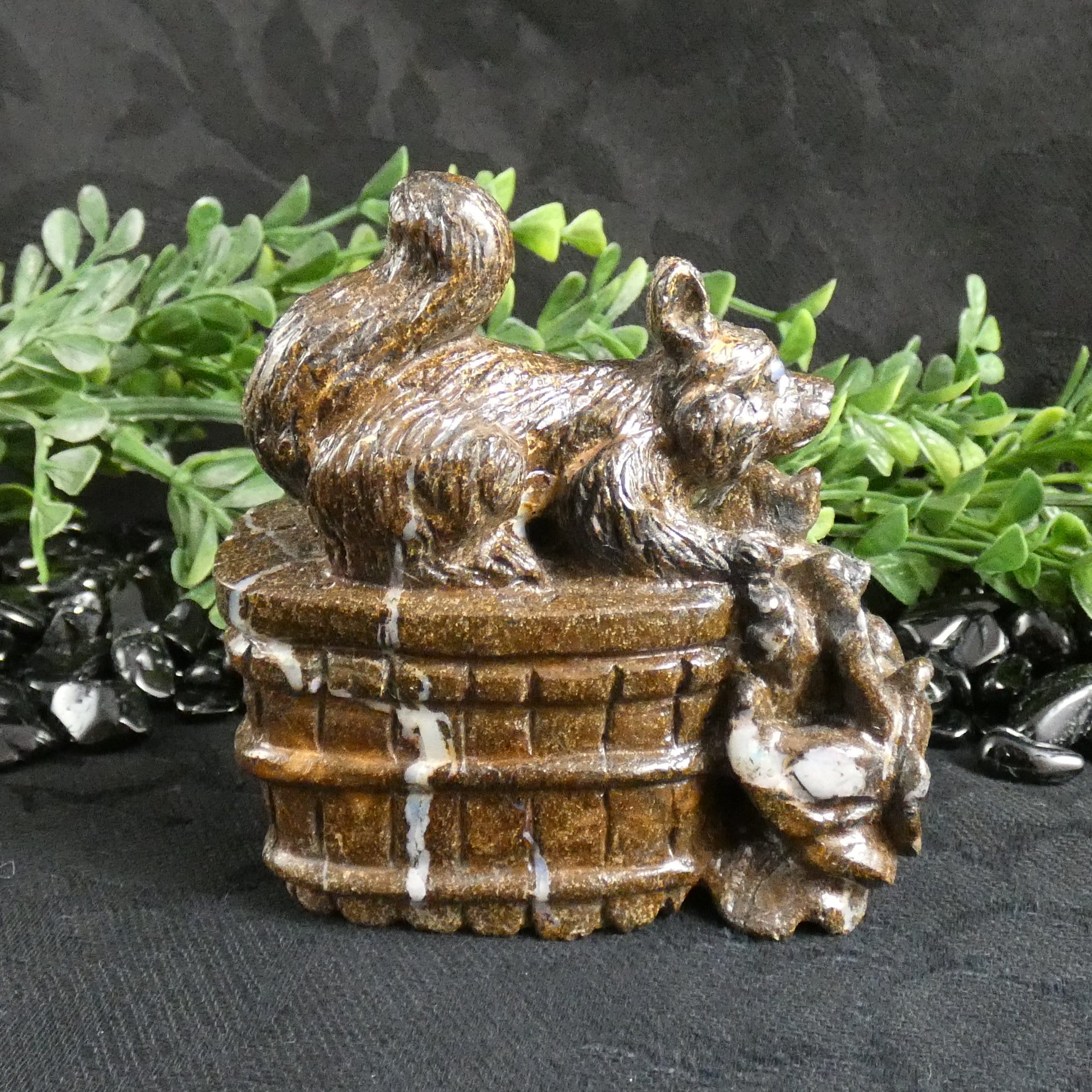 Natural Boulder Opal Fox Carving - Handcrafted Gemstone Animal Sculpture for Home Decor, Gift & Collection | Perfect for Feng Shui, Office Desk & Spiritual Healing