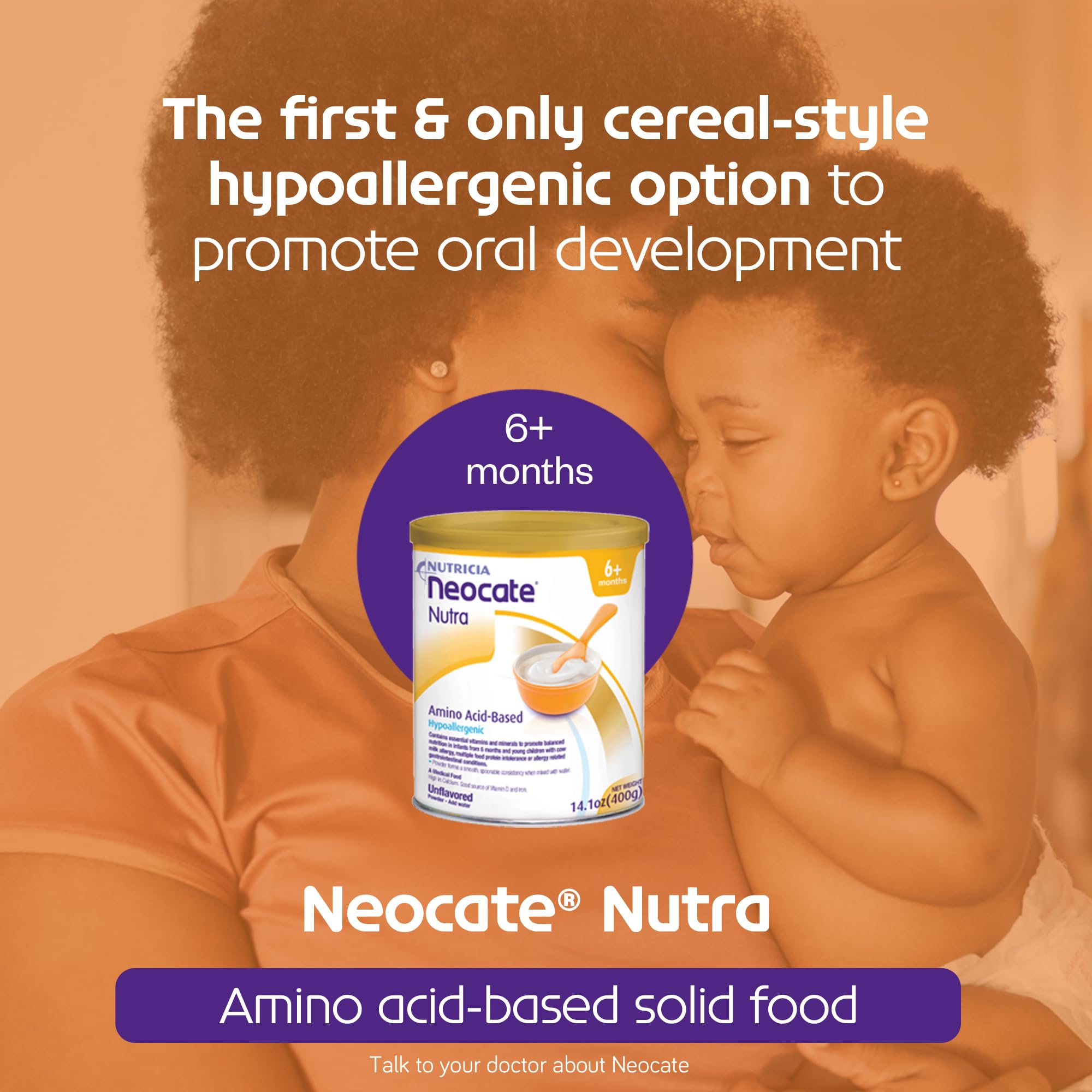 Nutricia Neocate Nutra Dairy-Free Hypoallergenic Baby Food - Amino Acid-Based Formula with Calcium, Vitamin D & Iron - Cereal-Style Consistency for Infants with Food Allergies - 14.1 Oz Can (Pack of 4) - Ideal for Sensitive Stomachs & Special Dietary Needs