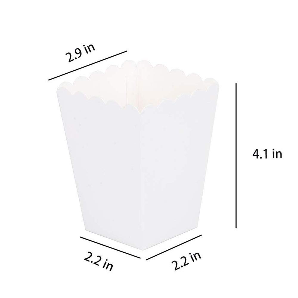 White Mini Popcorn Boxes - 12 Pack Cardboard Popcorn Containers for Movie Nights, Birthday Parties & Carnival Events