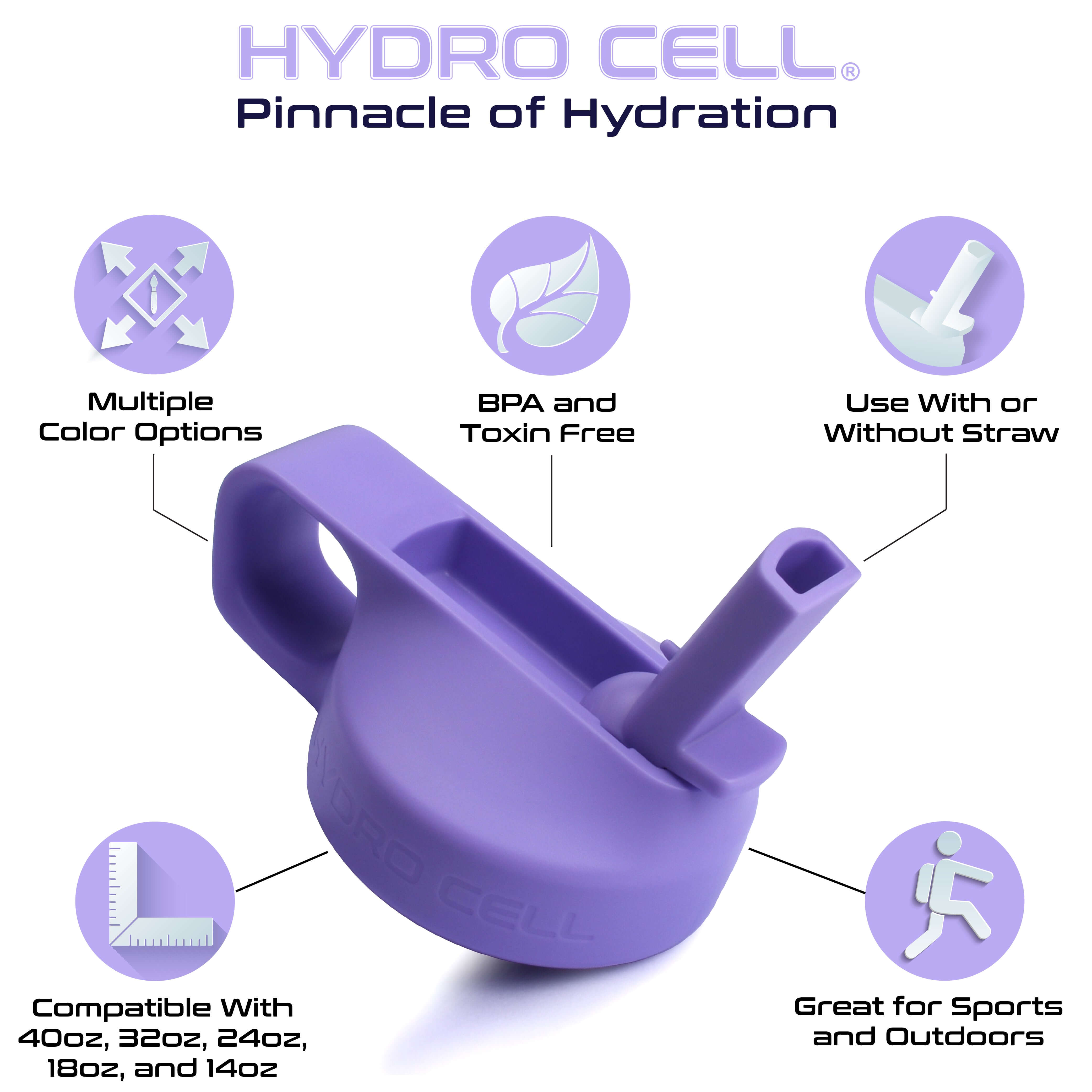 14oz 40oz Wide Mouth Water Bottle with Sports Cap - Insulated Stainless Steel Thermos for Gym, Hiking & Outdoor Activities - Lavender Color