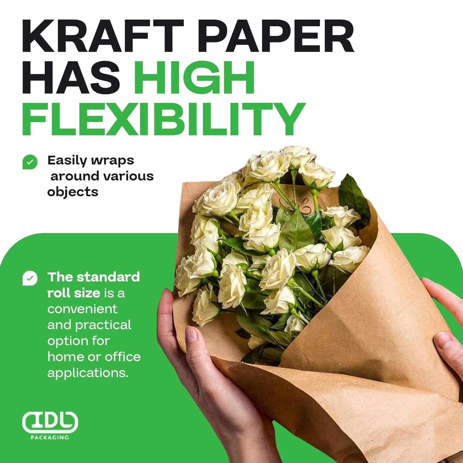 IDL Packaging Large Brown Kraft Paper Roll 24