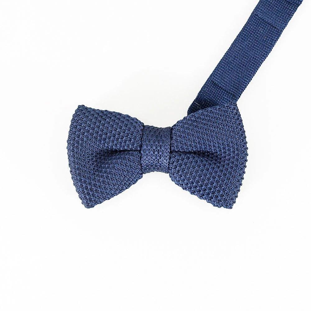 Cavani Navy Knitted Bow Tie & Pocket Square Set for Men - Elegant Formal Accessories for Weddings, Parties & Business Events