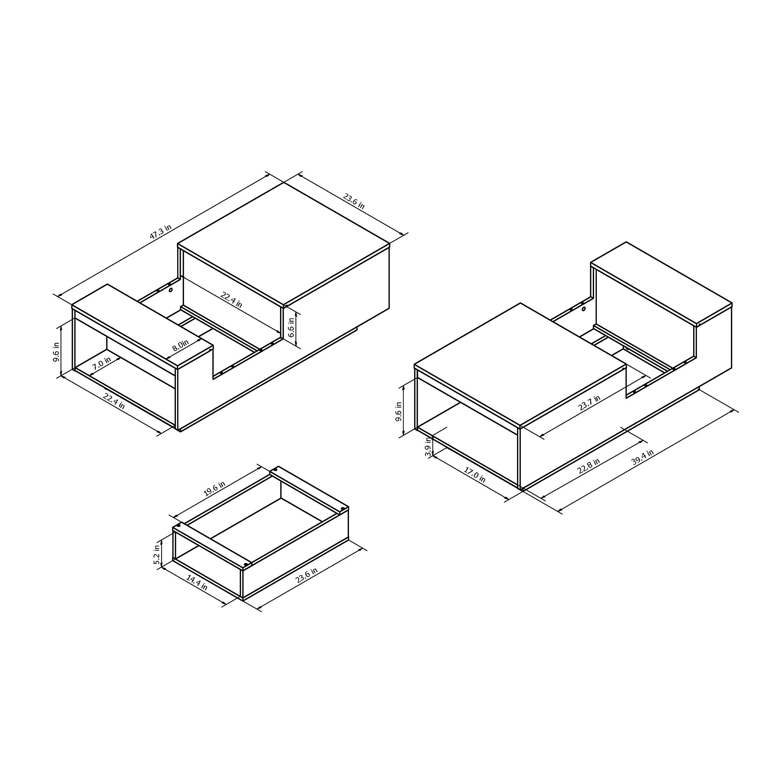 Modern White Glass Top Coffee Table with Black Glam Design - Urban Rectangle MDF Veneer with Storage Shelf - Perfect for Living Room, Office & Small Spaces